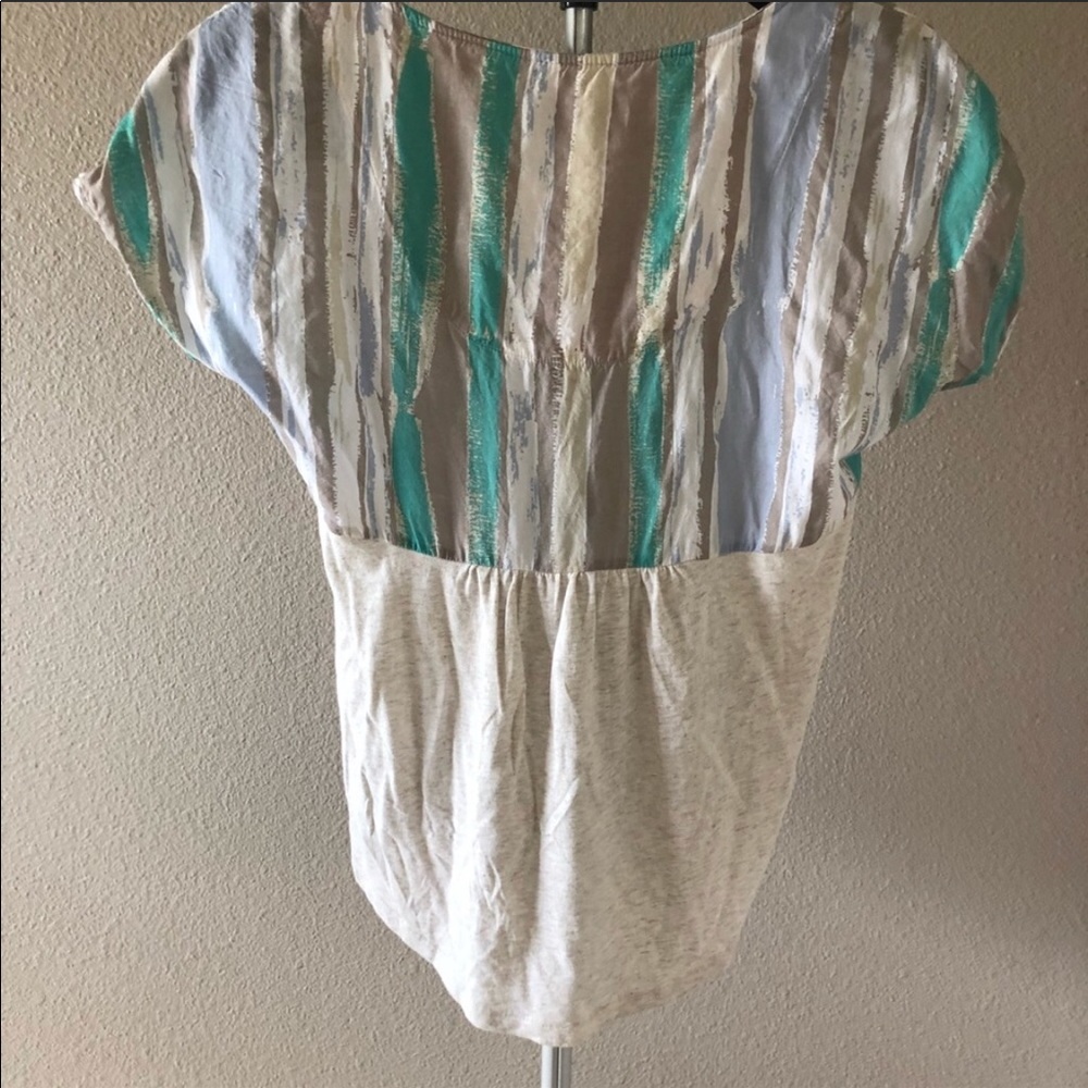Anthro Porridge Elva Pleated Mixed Media Top View 5